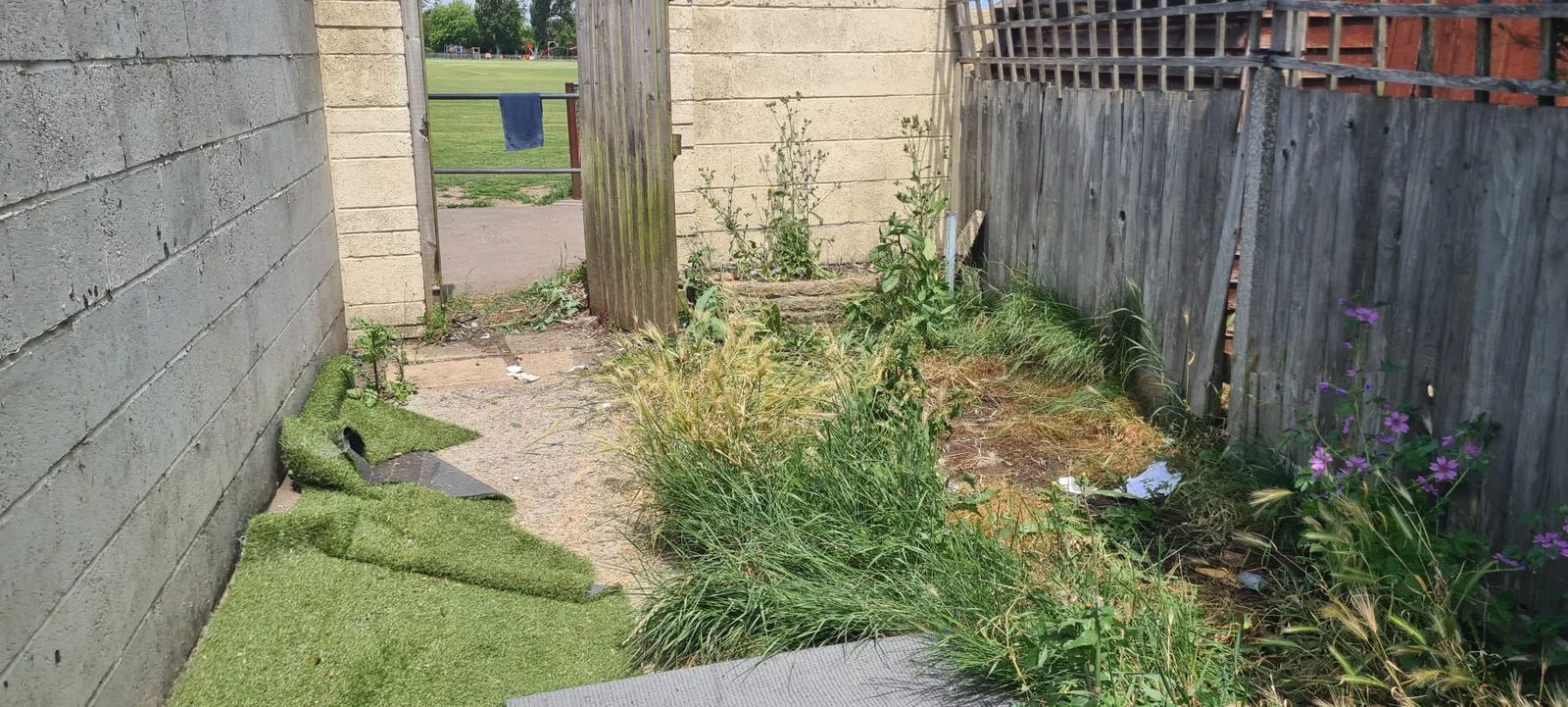 The same Northfleet garden cleared by Andy, the corner tidy and usable again
