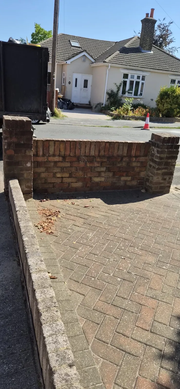 The same front corner in Gravesend emptied, with Andy's loaded tipper truck parked at the kerb